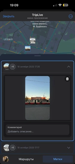 Скрин тёмной темы Trip Live
